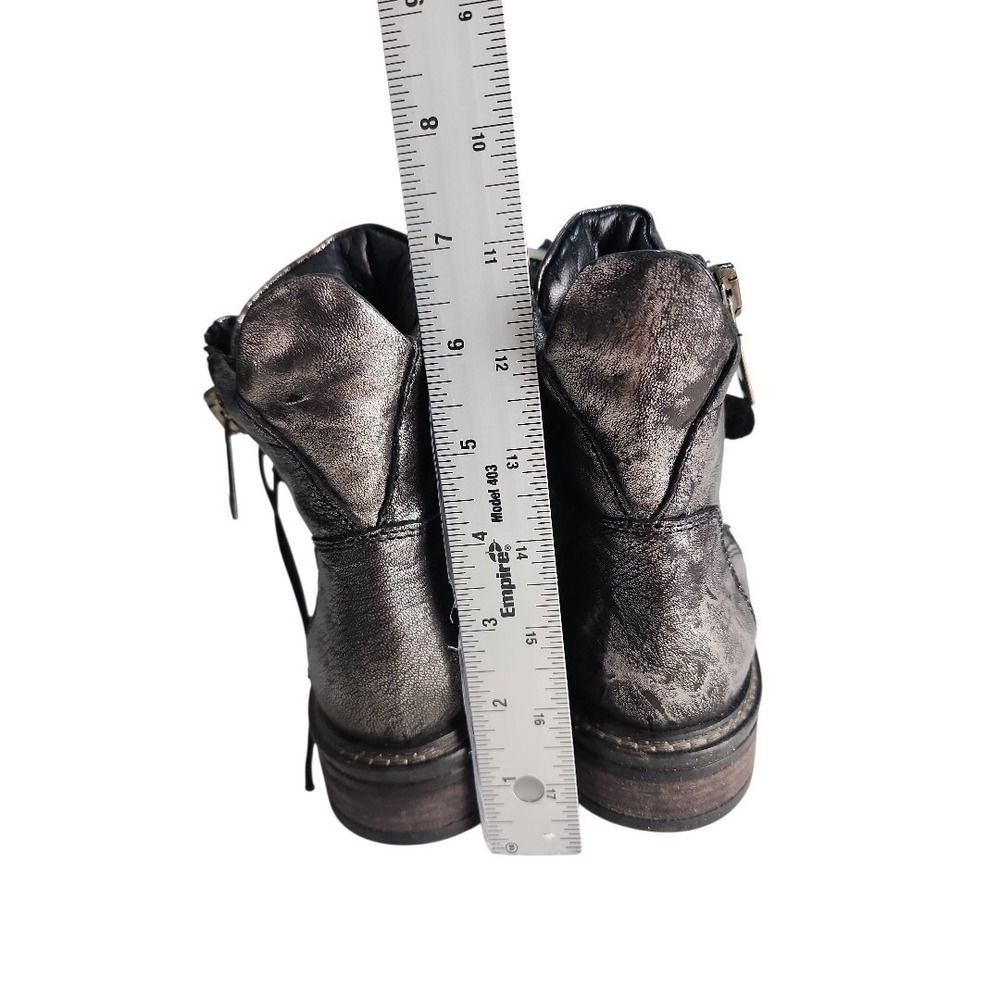 275 Central Combat Boots Women US 6-6.5 Metallic Silver Crystal Embellished Goth - Picture 5 of 12